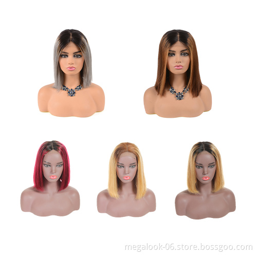 Megalook Short Bob Wigs Human Lace Frontal Closure Bob Wigs 150% 180% Full Brazilian Cuticle Aligned Human Hair Wig